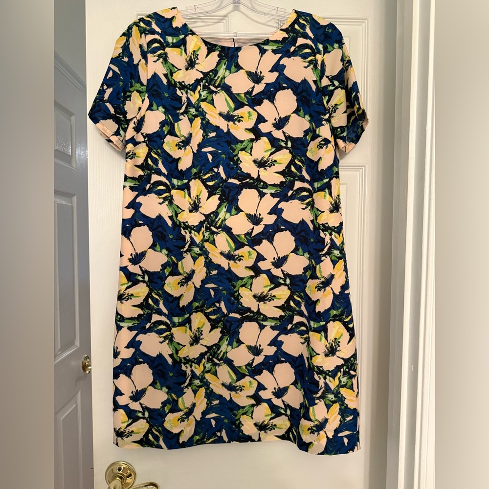 J. Crew Floral Mini Dress in Cream and Blue